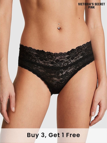Victoria's Secret PINK Black Hipster Floral Lace Knickers (AM0928) | £9
