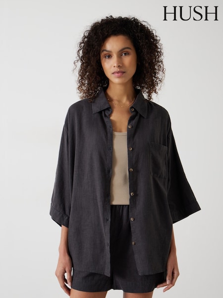 Hush Black Lana Linen Blend Shirt (AM0937) | £65