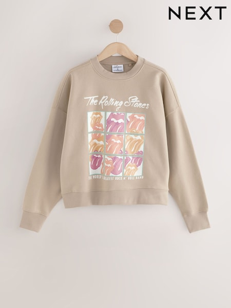 Neutral/Pastels Official Rolling Stones License Summer Pastels Graphic Supersoft Heavyweight Sweatshirt (AM0992) | £38