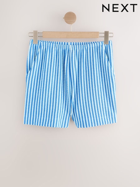 Blue/Navy Textured Striped Summer Beach Shorts (AM0994) | £20