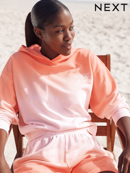 Fluro Coral Pink Ombre Graphic Sweatshirt Hoodie (AM1007) | £38