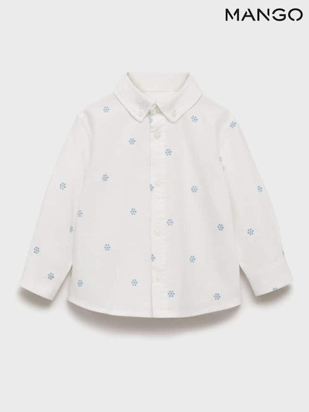 Mango Cream 100% Cotton Snoflake Embroided Shirt (AM1059) | £18
