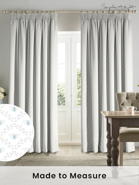 Sophie Allport White Bees and Leaves Made to Measure Curtains (AM1140) | £91