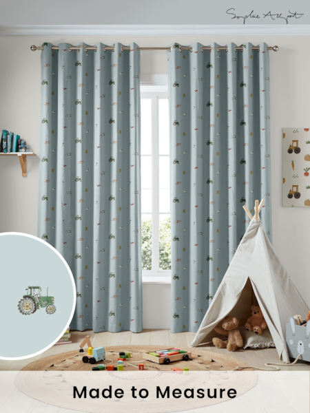 Sophie Allport Blue On the Farm Made to Measure 100% Cotton Curtains (AM1143) | £91