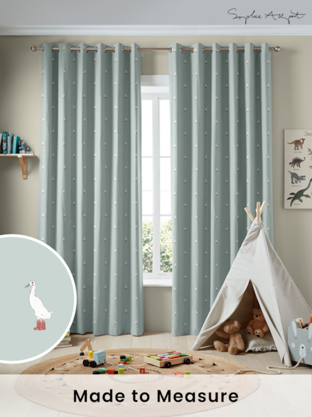 Sophie Allport Blue Running Ducks Made to Measure 100% Cotton Curtains (AM1145) | £91