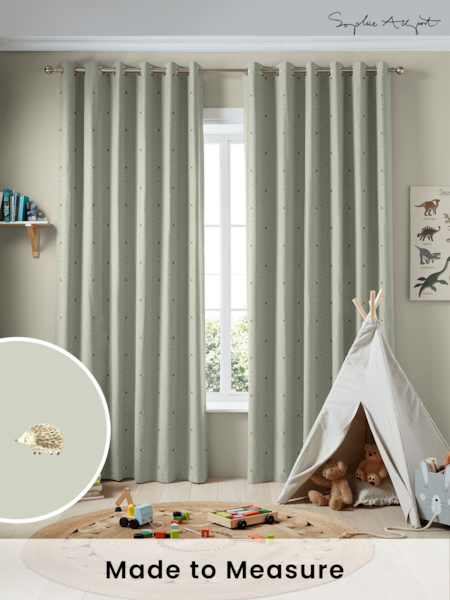 Sophie Allport Sage Green Woodland Hedgehog Made to Measure Curtains (AM1147) | £91