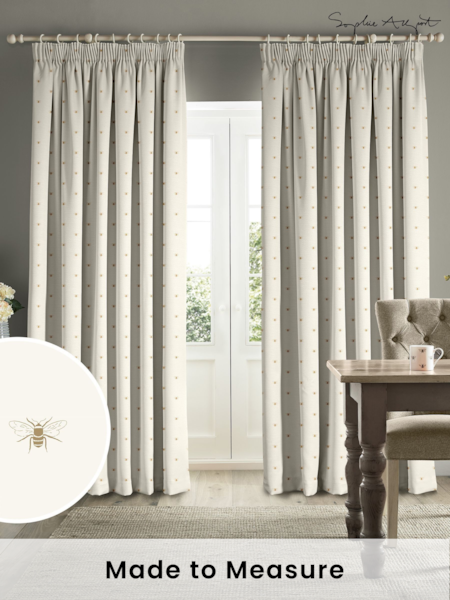 Sophie Allport Cream Bees Silhouette Made to Measure 100% Cotton Curtains (AM1148) | £91