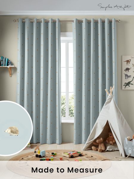 Sophie Allport Blue Woodland Hedgehog Made to Measure Curtains (AM1150) | £91