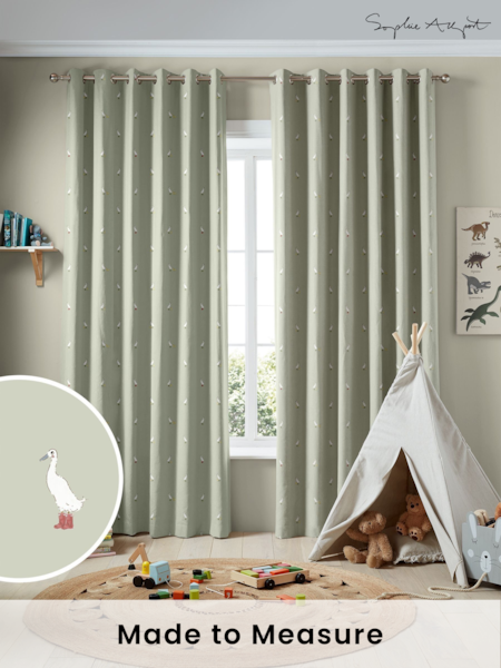 Sophie Allport Sage Green Running Ducks Made to Measure Curtains (AM1152) | £91