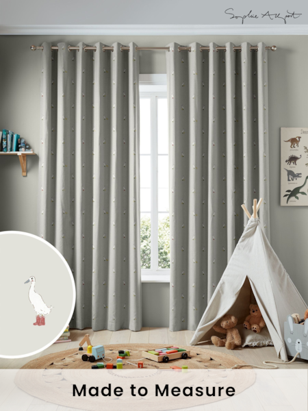 Sophie Allport Grey Running Ducks Made to Measure 100% Cotton Curtains (AM1155) | £91