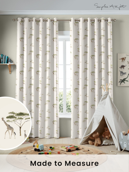 Sophie Allport Off White Wild Savannah Made to Measure 100% Cotton Curtains (AM1160) | £0