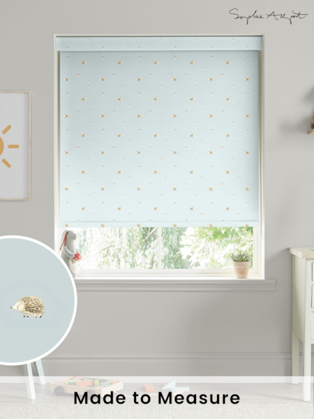Sophie Allport Blue Woodland Hedgehog Made to Measure Roller Blind (AM1217) | £58