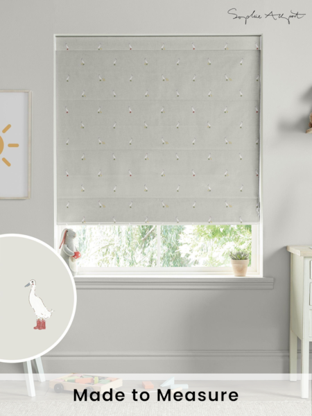 Sophie Allport Grey Running Ducks Made to Measure 100% Cotton Roman Blind (AM1399) | £79