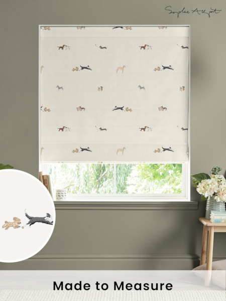 Sophie Allport Off White Doggy Daycare Made to Measure 100% Cotton Roman Blind (AM1400) | £79