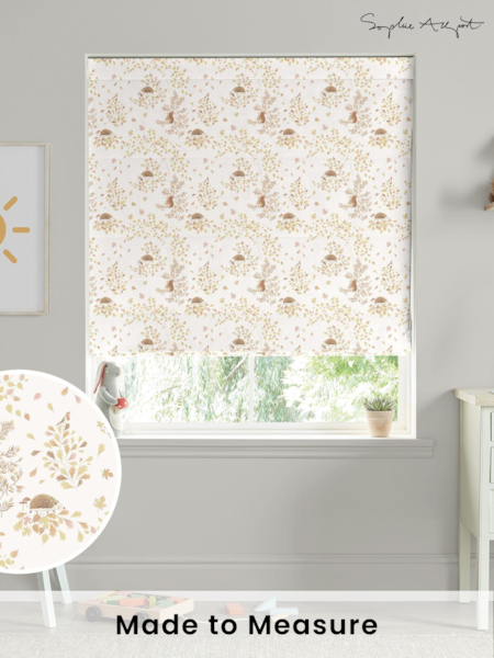 Sophie Allport Off White Woodland Friends Made to Measure 100% Cotton Roman Blind (AM1402) | £79