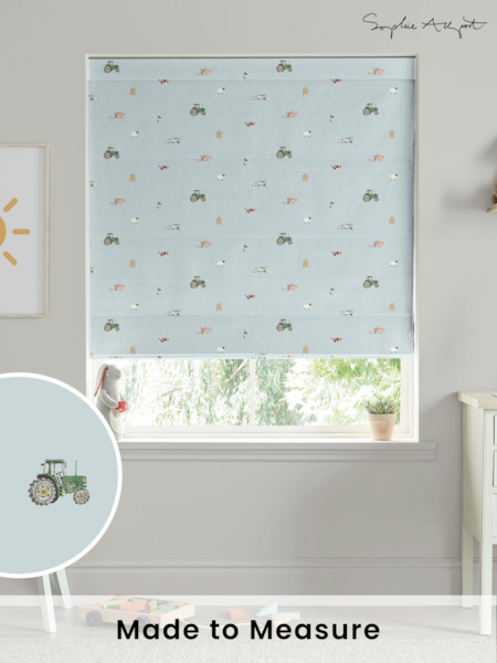 Sophie Allport Blue On the Farm Made to Measure 100% Cotton Roman Blind (AM1405) | £79