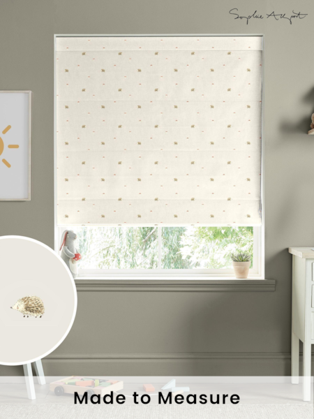 Sophie Allport Natural Woodland Hedgehog Made to Measure 100% Cotton Roman Blind (AM1408) | £79
