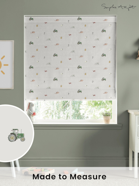 Sophie Allport Soft Grey On the Farm Made to Measure 100% Cotton Roman Blind (AM1410) | £79