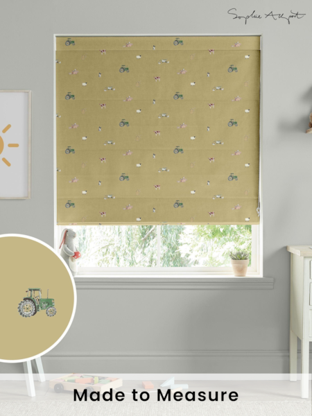Sophie Allport Mustard Yellow On the Farm Made to Measure 100% Cotton Roman Blind (AM1412) | £79