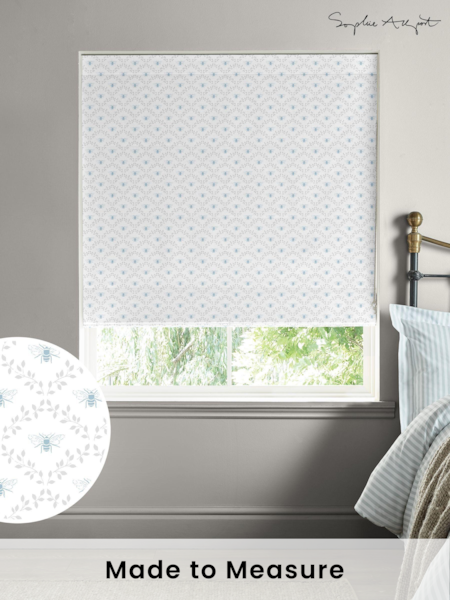 Sophie Allport White Bees and Leaves Made to Measure 100% Cotton Roman Blind (AM1414) | £79