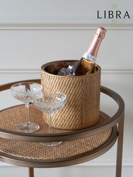 Libra Interiors Burnish Brass Rattan Dusky Gold Champagne Cooler (AM1422) | £149.95
