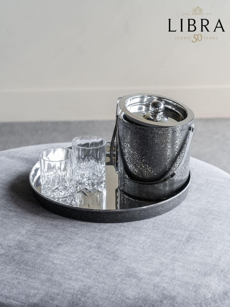 Libra Interiors Silver Dusky Finish Round Bar Tray 35cm (AM1438) | £29