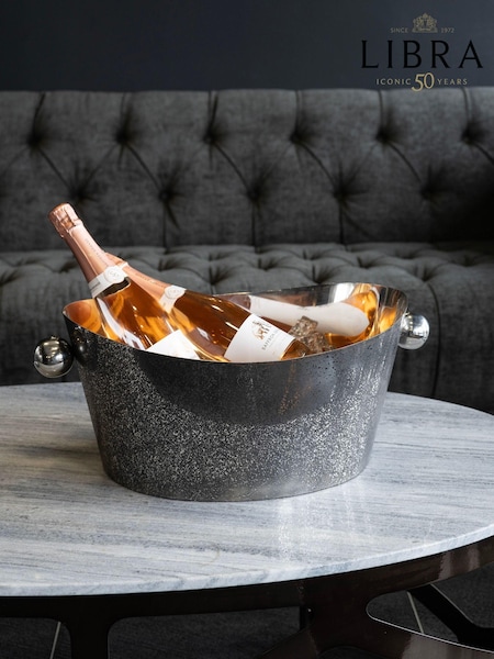 Libra Interiors Silver Dusky Finish Oval Party Tub 52cm (AM1451) | £125