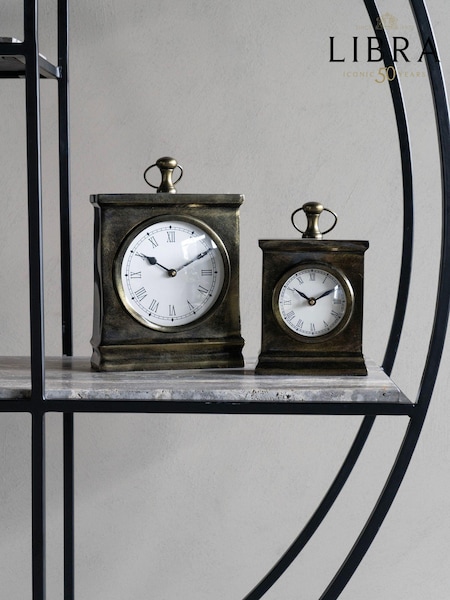 Libra Interiors Bruised Brass Taunton Antique Finish Mantel Clock (AM1453) | £124.95