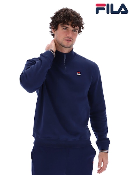 Fila Blue Ramy Quarter Zip 100% Cotton Sweatshirt (AM2088) | £55