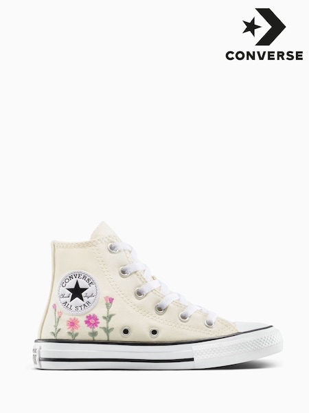 Converse Cream Junior Chuck Taylor Floral Print Embroidered Trainers (AM2290) | £45