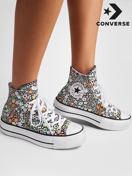 Converse Grey Chuck Taylor All Star Lift Ditsy Florals Trainers (AM2317) | £80
