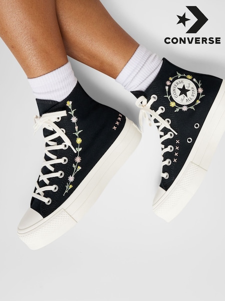 Converse Black Chuck Taylor All Star Lift Joyful Florals Trainers (AM2318) | £85