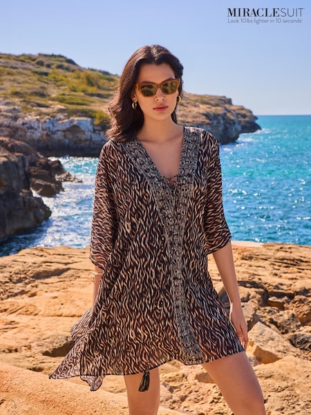 Miraclesuit Black Kaftan in Topkapi Ikat Print (AM2382) | £105