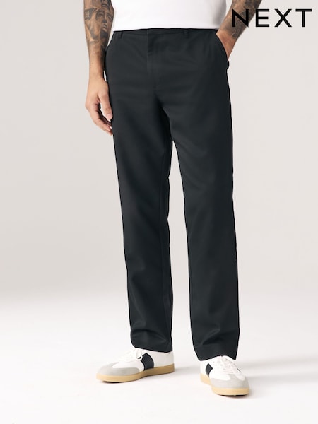 Black Regular Fit Plain Front Smart Trousers 2 Pack (AM2431) | £44