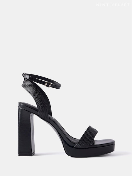 Mint Velvet Black Platform Heeled Sandals (AM2580) | £130