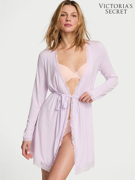 Victoria's Secret Delicate Violet Purple Modal Lace Trim Robe (AM2637) | £49