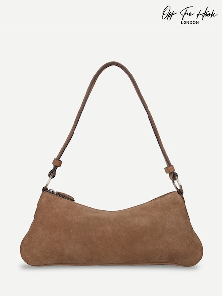 Brown - Off The Hook Sheryl Suede Baguette Shoulder Bag