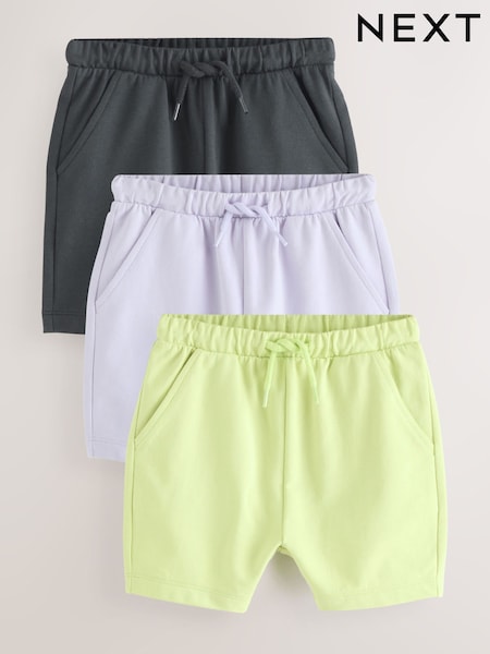 Charcoal Grey/ Lilac/ Lime Green Jersey Shorts 3 Pack (3mths-7yrs) (AM2659) | £10 - £16