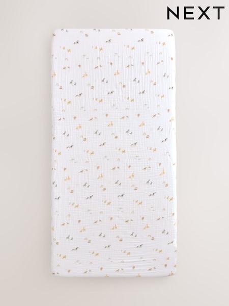 2 Pack Mini Jungle Baby Muslin Fitted Sheets (AM2661) | £16 - £30