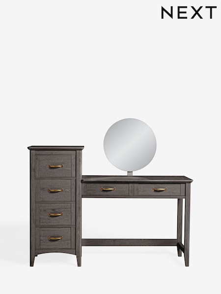 Dark Brown Oakham Oak Effect 6 Drawer Wide Console Dressing Table (AM2691) | £525