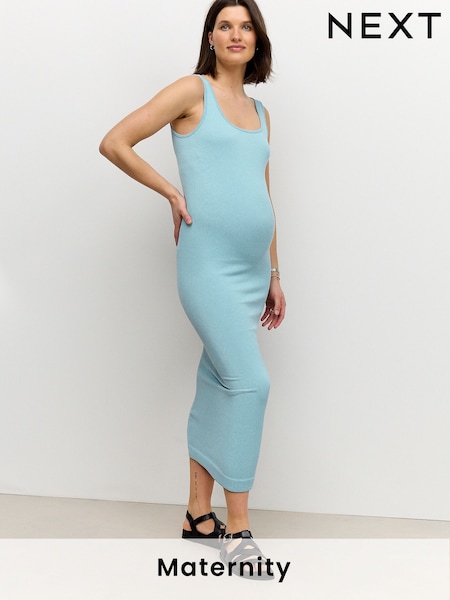 Blue Maternity Square Neck Seamless Dress (AM2704) | £32