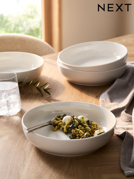Set of 4 White Moderna Pasta Bowls (AM2772) | £20