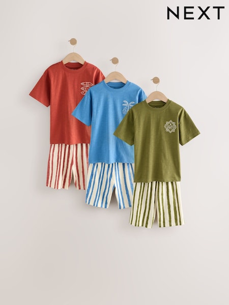 Red/ Blue/ Green Stripes Short Pyjamas 3 Pack (3-16yrs) (AM2794) | £26 - £33