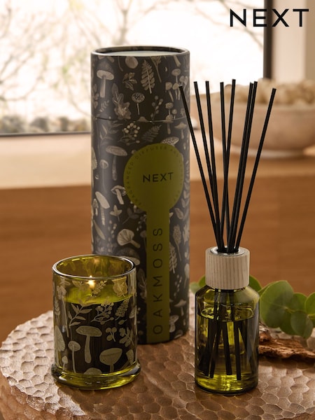 Black/Green Oakmoss Diffuser and Candle Set (AM2842) | £20