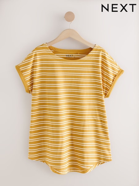 Pink/Green/White/Yellow Stripe/ Palm Print Cap Sleeve T-Shirts 5 Pack (AM2897) | £38