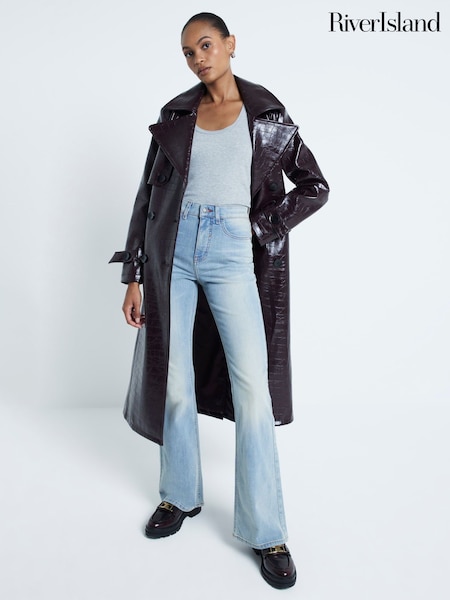 River Island Light Blue 2 High Rise Tummy Hold Flare Jeans (AM3019) | £53