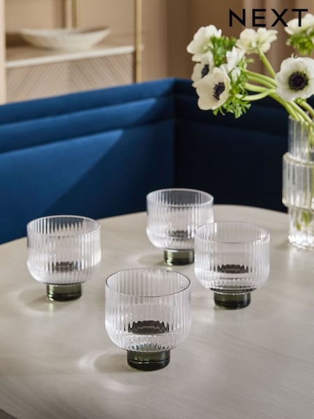 Set of 4 Green Darby Tumbler Glasses (AM3232) | £24