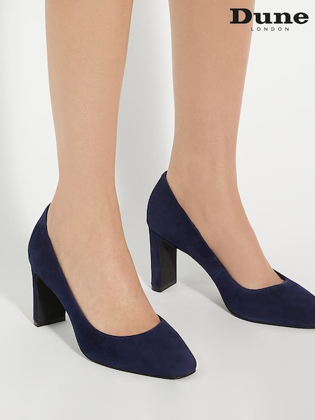 Dune London Blue Arriving Comfort Mid Block Heel Shoes (AM3267) | £89