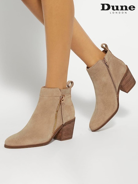 Dune London Brown Wide Fit Paicing Side Zip Ankle Boots (AM3271) | £129