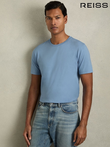 Reiss Dusty Blue Bless Cotton Crew Neck T-Shirt (AM3311) | £28